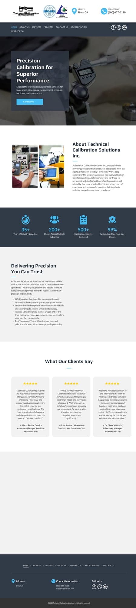 Tech-Cal Calibration website